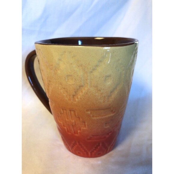 Southwest Fall Mug Red Yellow Brown Orange Ceramic Better Homes 2 Lot - Picture 2 of 14